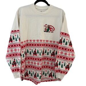 Disney Spirit Jersey Walt Disney World Christmas Holiday Fair Isle Cream Mens XL